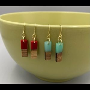 Small Resin and Wood Charm Earrings